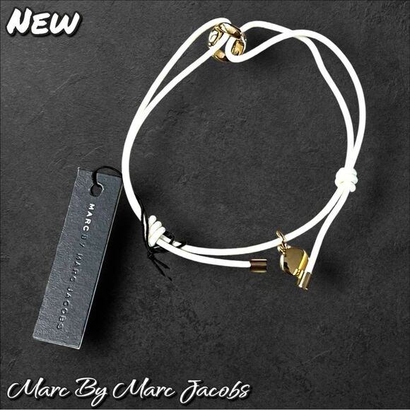 New NWT Marc by Marc Jacobs White Cord Knot Bracelet – Gold Ring Accent - Picture 7 of 7